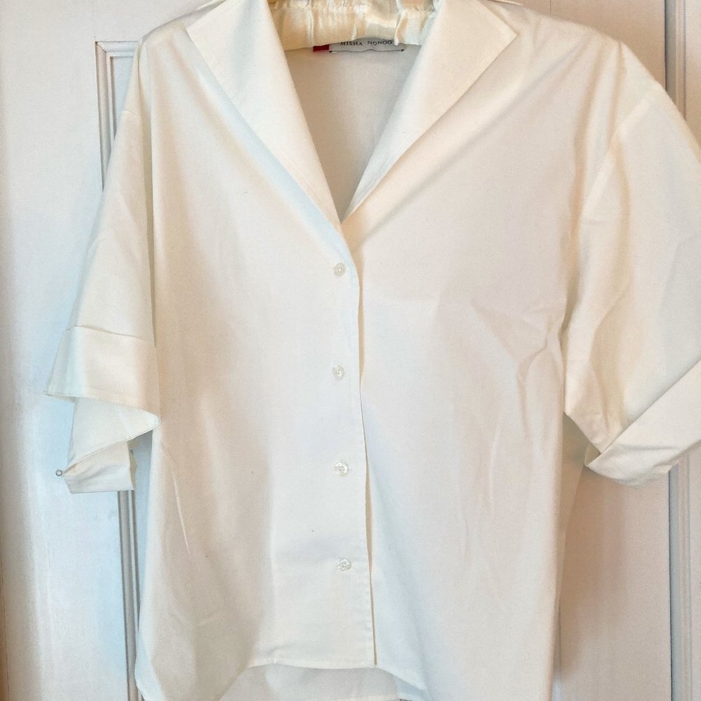 Misha Nonoo White Short Sleeve Blouse Size S